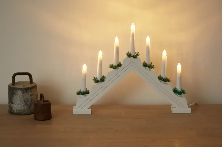 Stemning Adventsstake syvarmet i tre med 7 LED-lys | Dekorativ Belysning - Innendørs