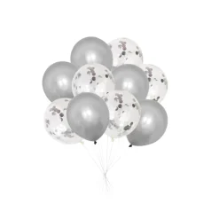 Ballonger m/konfetti 10-pk. - sølv | Pynt & Festutstyr