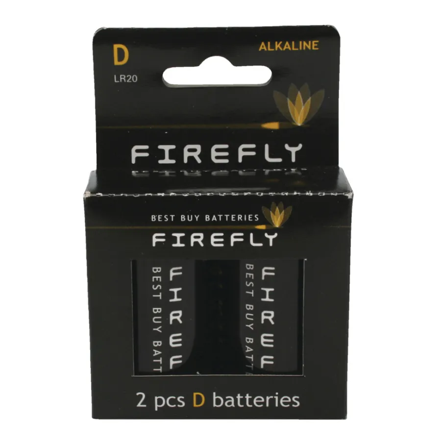Firefly Batteri alkalisk D LR20 2-pk. - | Batterier