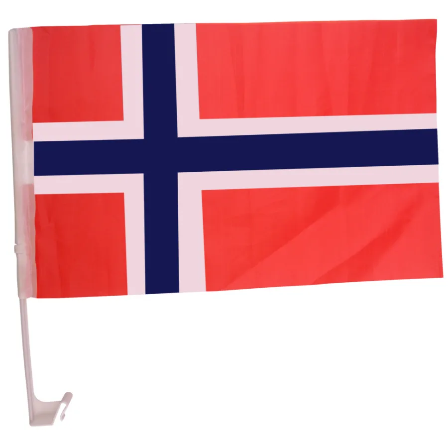 Bilflagg med norsk flagg 30 x 45 cm - 2-pk. | Supporterutstyr|Flagg & Tilbehør Til Flaggstang