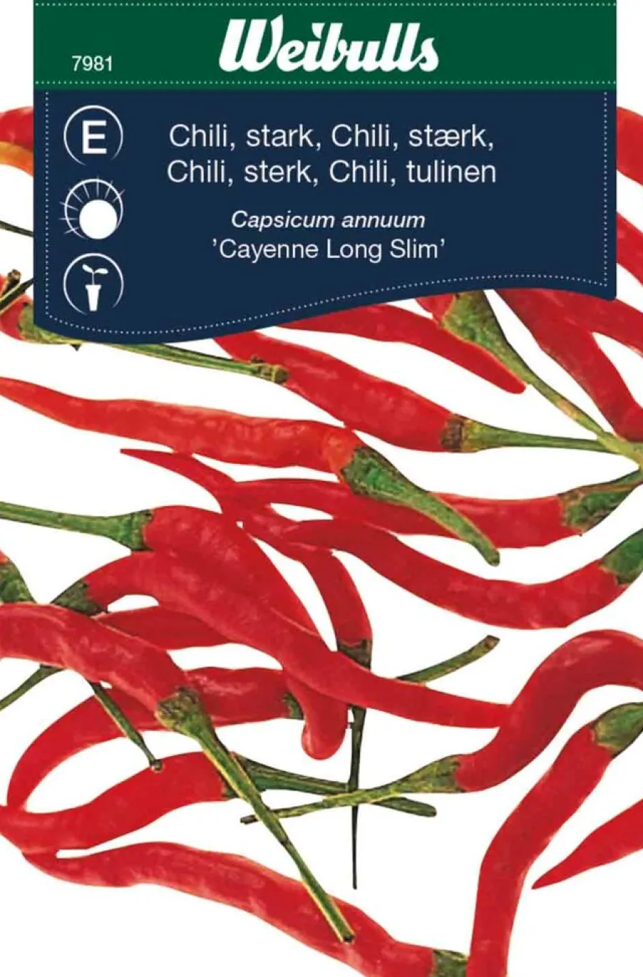 Weibulls Chilipepper, sterk 'Cayenne Long Slim' | Frø