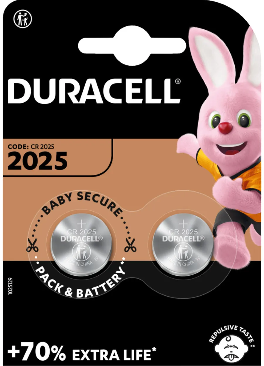 Duracell knappcellebatteri 2025 2-pk. | Knappcellebatterier