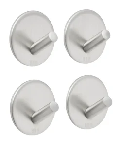 Beslagsboden Enkel krok Ø30 mm 4 pk. - børstet stål | Håndkleholdere|Knagger & Knaggrekker