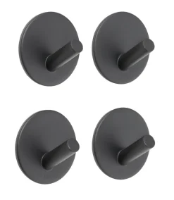 Beslagsboden Enkel krok Ø30 mm 4-pk. - matt svart | Knagger & Knaggrekker|Tilbehør Til Badet