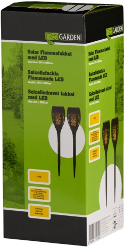 Garden Fakler med solceller Ø9 x H58 cm 2-pk. - ® | Lys & Hagedekorasjoner|Solcellelamper