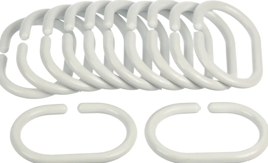 Geyser ® forhengsringer hvit 12 stk. | Dusjforheng