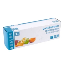 Gjenlukkbare poser 1 liter – 15 stk. | Husholdningsartikler