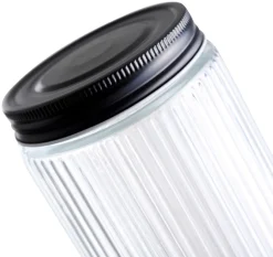 DAY Glasskrukke riflet m/skrulokk 0,9 liter - | Oppbevaringsglass