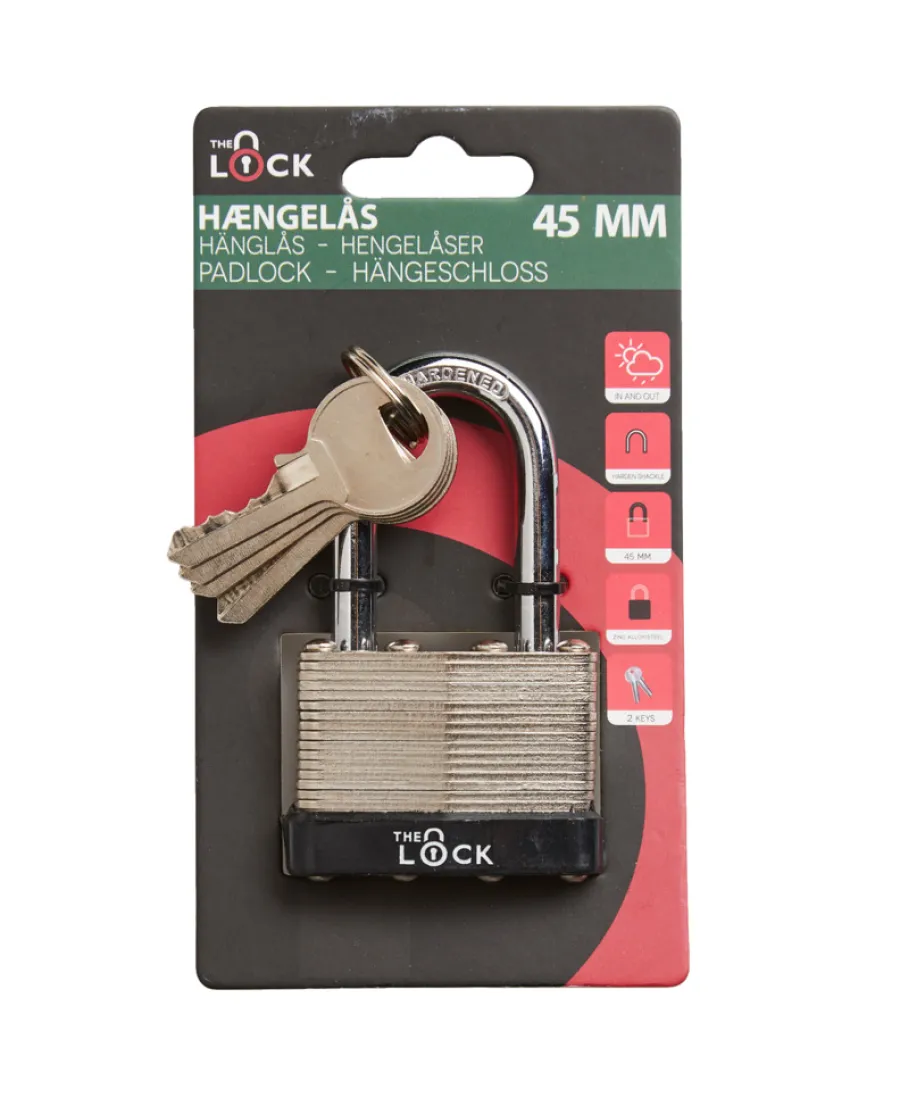 The Lock Hengelås Heavy Duty med fire nøkler 45 mm | Hengelåser