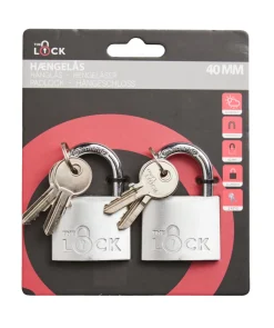 The Lock Hengelås m/to nøkler 40 mm aluminium - 2-pk. | Hengelåser