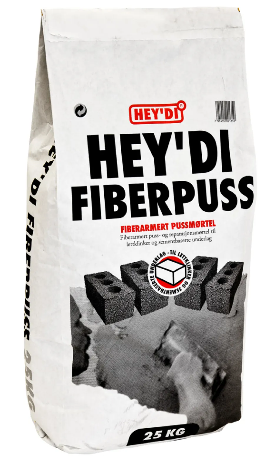 Hey'di Fiberpuss mørtel 20 kg | Sement & Mørtel
