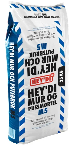 Hey'di Mur og pussmørtel M5 25 kg | Sement & Mørtel
