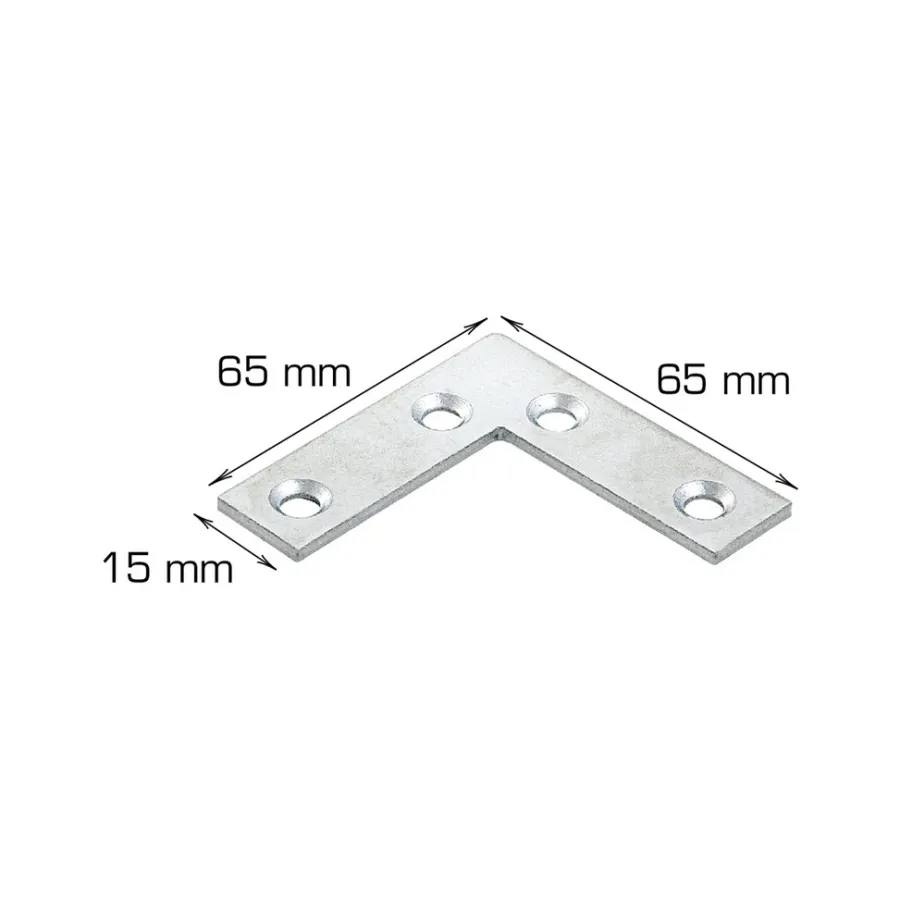 Home it Hjørnebeslag 65 x 65 x 15 mm. mm - 2 stk. | Bygningsbeslag