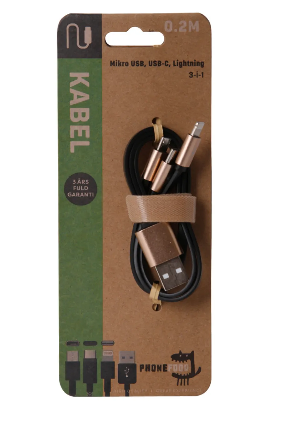 PhoneFood 3-i-1 ladekabel | Kabler & Adaptere