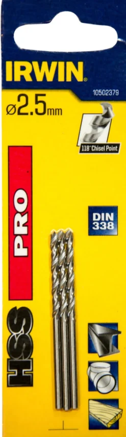 Irwin HSS Pro bor 2,5 mm 3 stk. | Bor & Bits