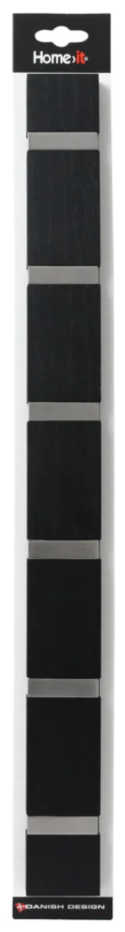 Home it Knaggrekke flex svart eik 6 knagger 60 cm | Knagger & Knaggrekker