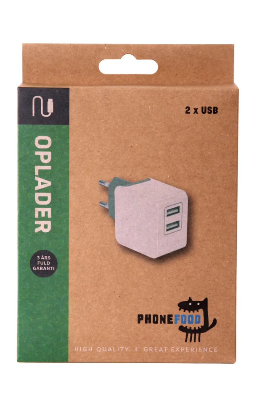 PhoneFood Lader med 2 USB porter | Kabler & Adaptere