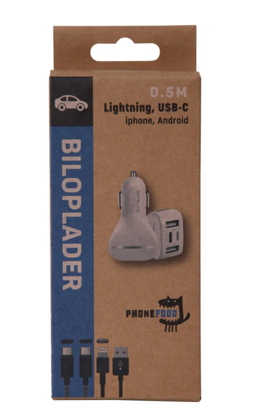 PhoneFood Lader 12V til bilen med USB-C | Kabler & Adaptere