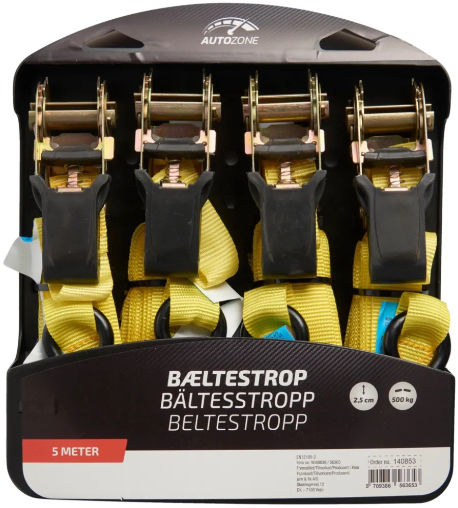 Autozone Lastestropper 4 stk. 5 meter - | Tilhengertilbehør