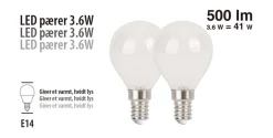 LED-kronepærer 3,6 W E14 - 2 pk. | Led-Pærer