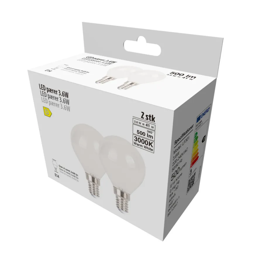 LED-kronepærer 3,6 W E14 - 2 pk. | Led-Pærer