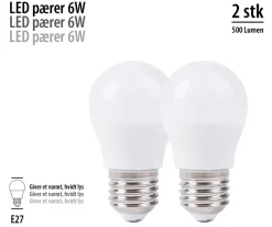 LED-kronepærer 4,9 W E27 - 2-pk. | Led-Pærer
