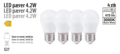 LED-pære krone 4,2 W E27 4-pk. | Led-Pærer