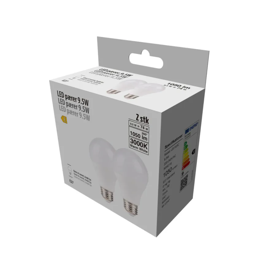 LED-pærer standart 9,5 W E27 - 2-pk. | Led-Pærer