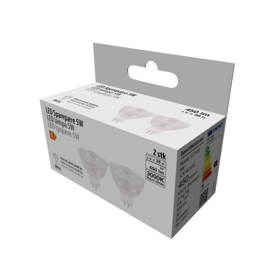 LED-spotpære 5 W GU5,3 - 2-pk. | Led-Pærer