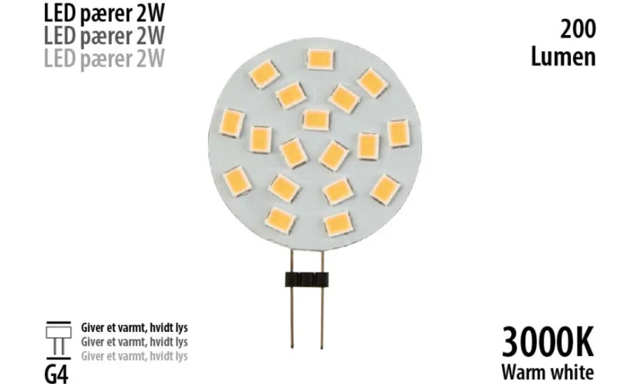 LED-stiftpære 2 W G4 - 1 stk. | Led-Pærer