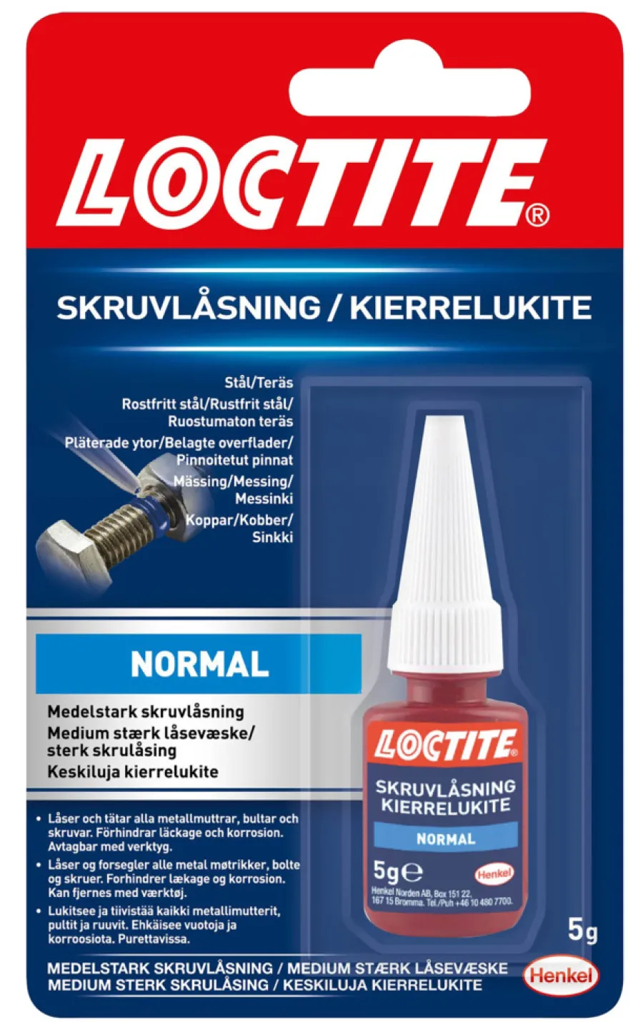 Loctite Normal Låsevæske 5 gram | Biltilbehør