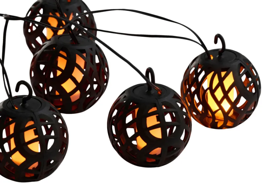 Garden Lyslenke m/8 kuler med flammeeffekt 4,1 meter - ® | Solcellelamper