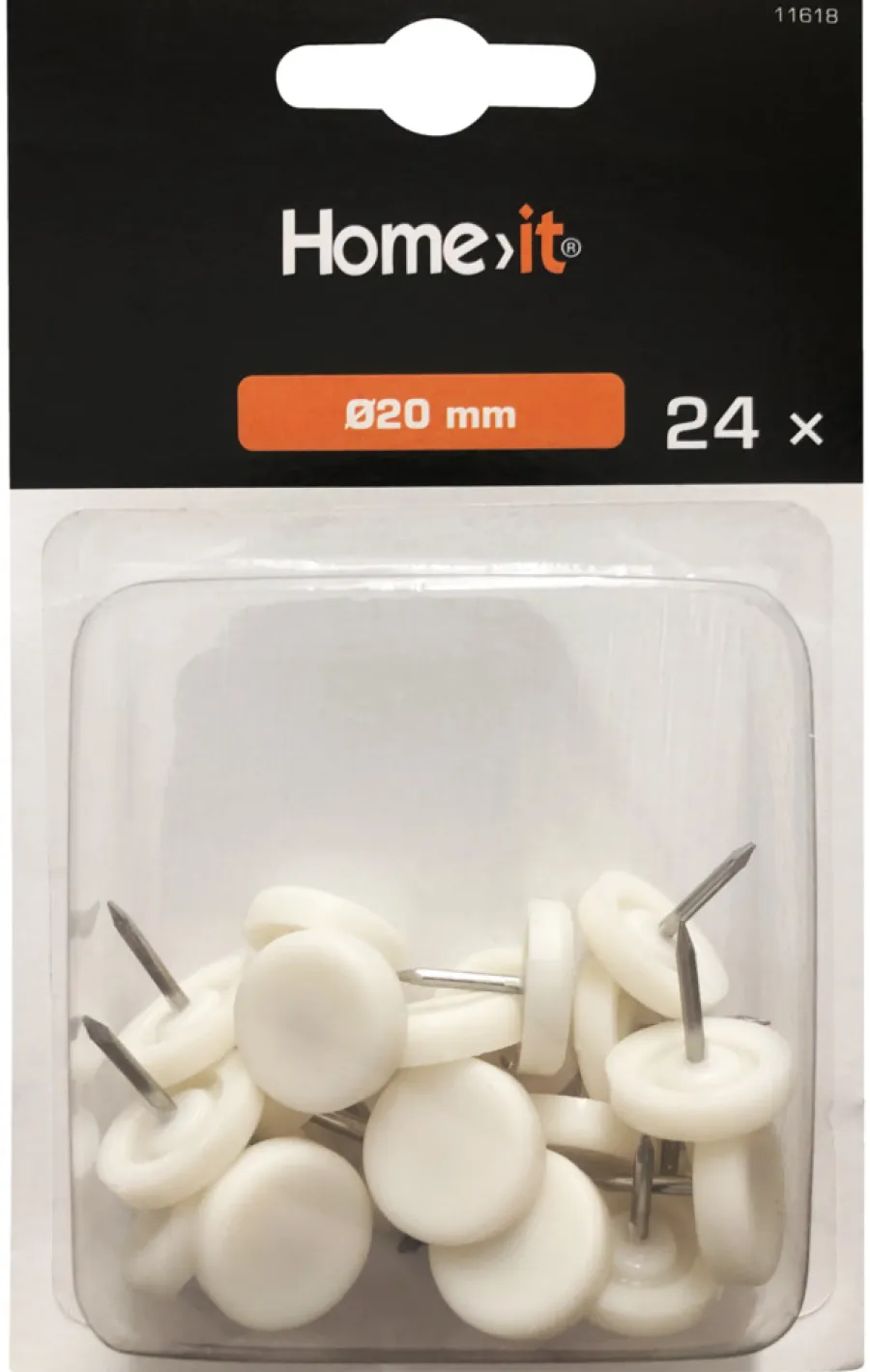 Home it Møbelknotter Ø20 mm hvit plast 24 stk. | Møbelknotter