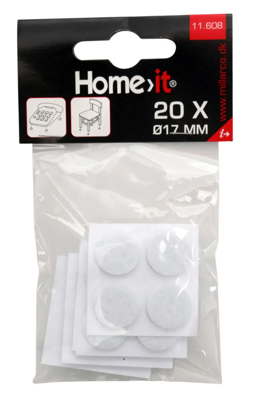 Home it Møbelknotter selvklebende Ø17 mm hvit - 20 stk. | Møbelknotter