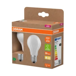 Osram LED matt standardpære E27 3,8 W 2-pk. | Led-Pærer