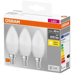 Osram LED mignon E14 4,9 W 3-pk. | Led-Pærer