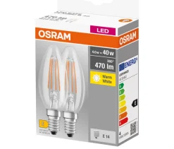 Osram LED sparepære E14 4 W 2-pk. | Led-Pærer