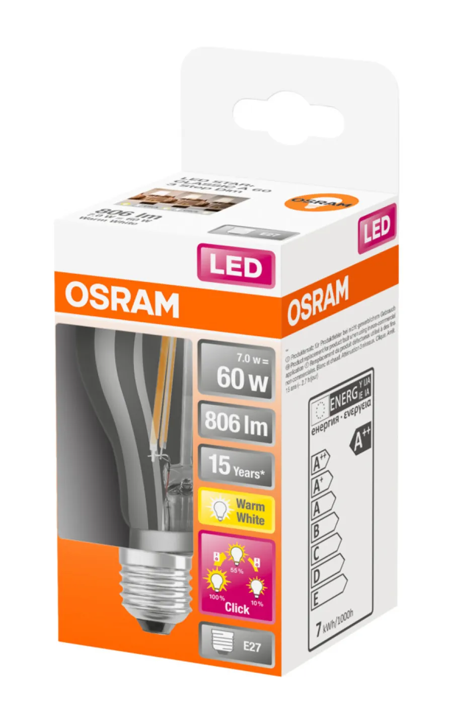 Osram LED Star+ Classic dimbar 7 W (60 W) E27 | Led-Pærer