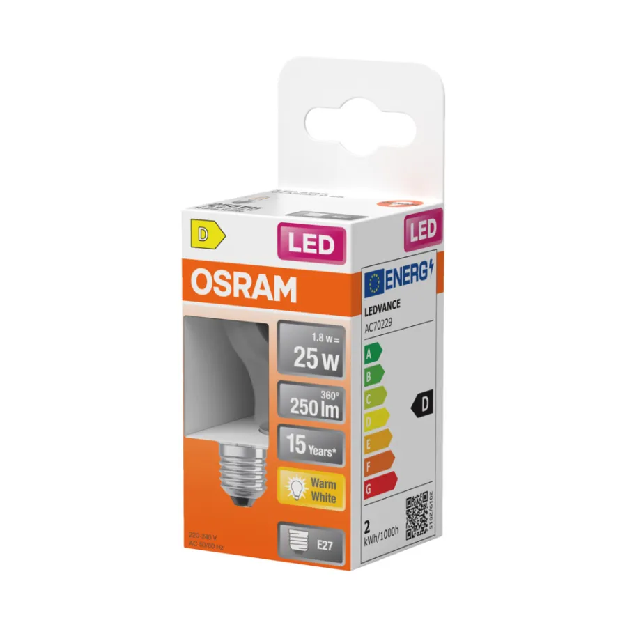 Osram LED Star Classic klar kronepære E27 2,5 W | Led-Pærer