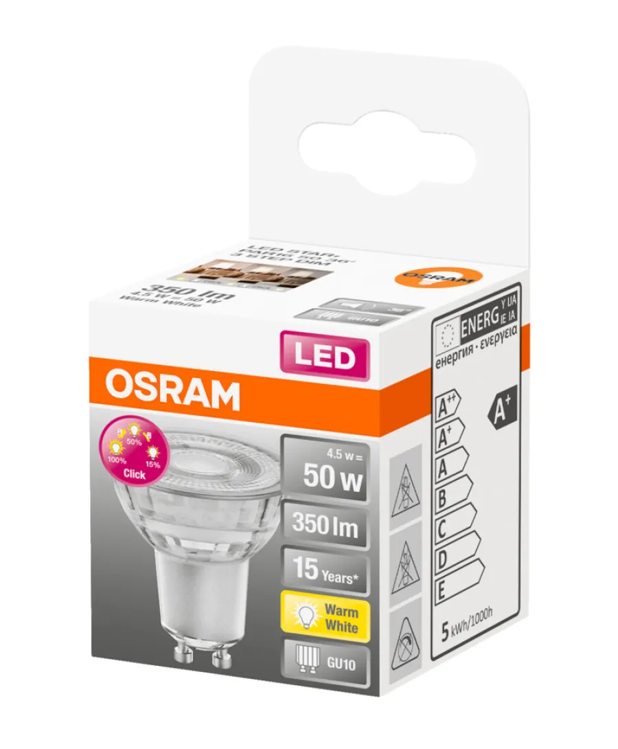 Osram LED Star+ PAR16 dimbar 4,5 W GU10 | Led-Pærer
