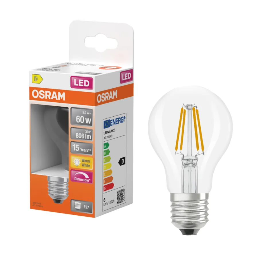 Osram LED Superstar Classic klar standard dimbar E27 7 W | Led-Pærer