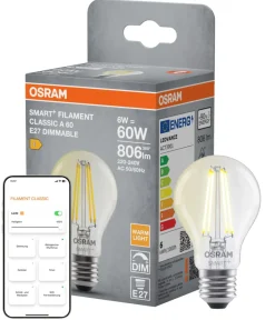 Osram SMART+ standard filamentpære hvit E27 6 W | Led-Pærer|Smartpærer