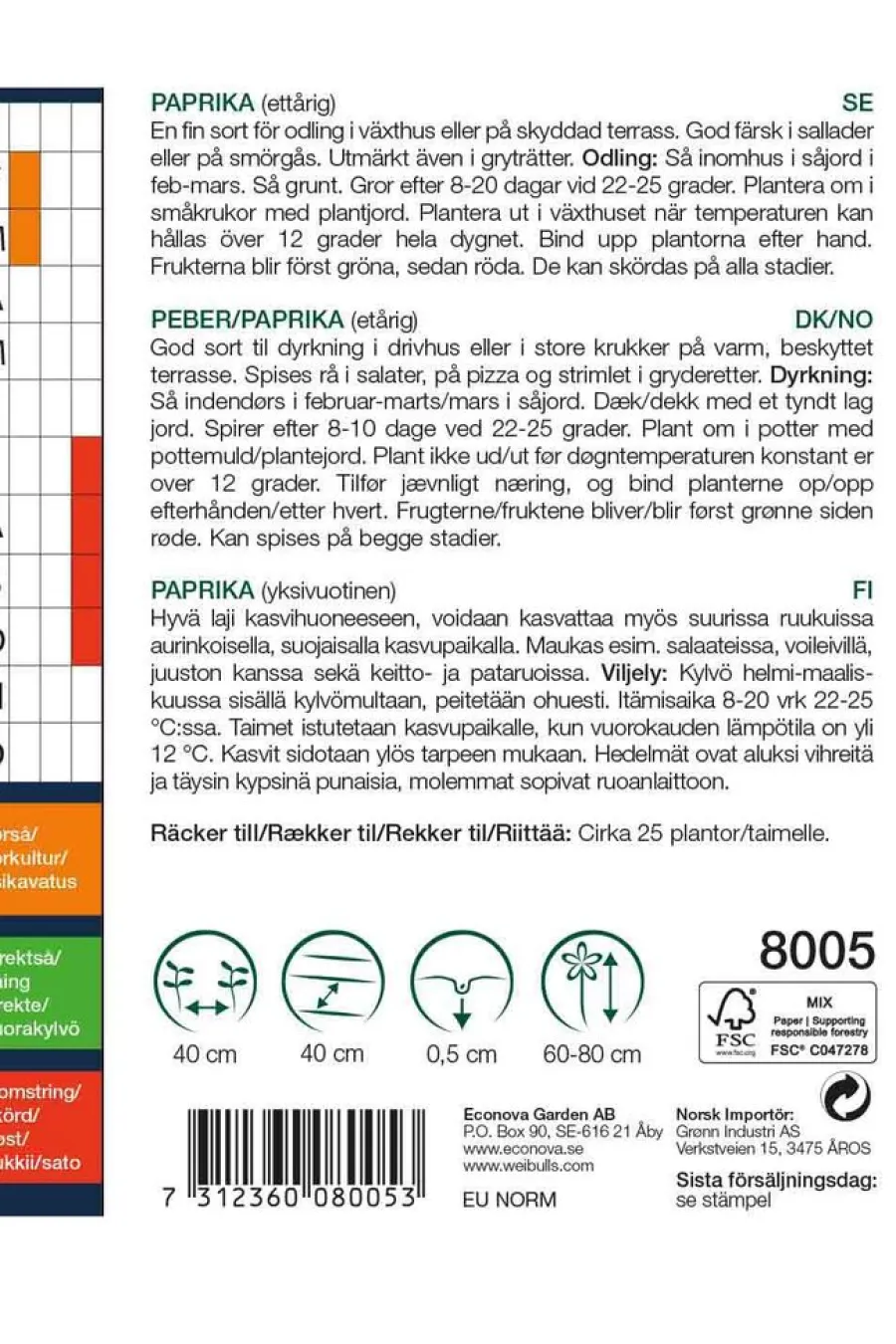 Weibulls Paprika "California Wonder" | Frø