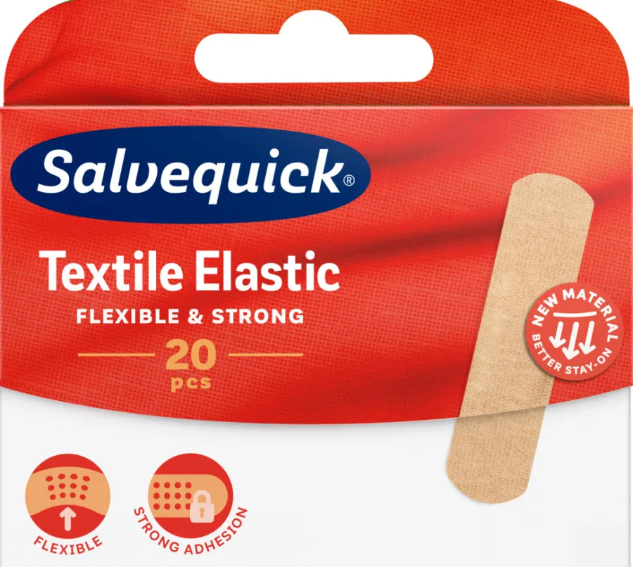 Salvequick Plaster Textile Elastic – 20 stk. | Personlig Pleie