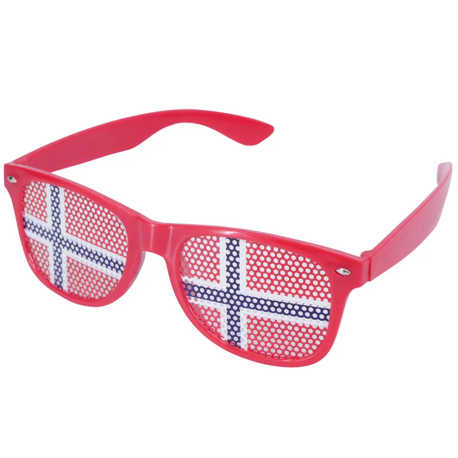 Solbriller med norsk flagg i rødt, hvitt og blått | Supporterutstyr