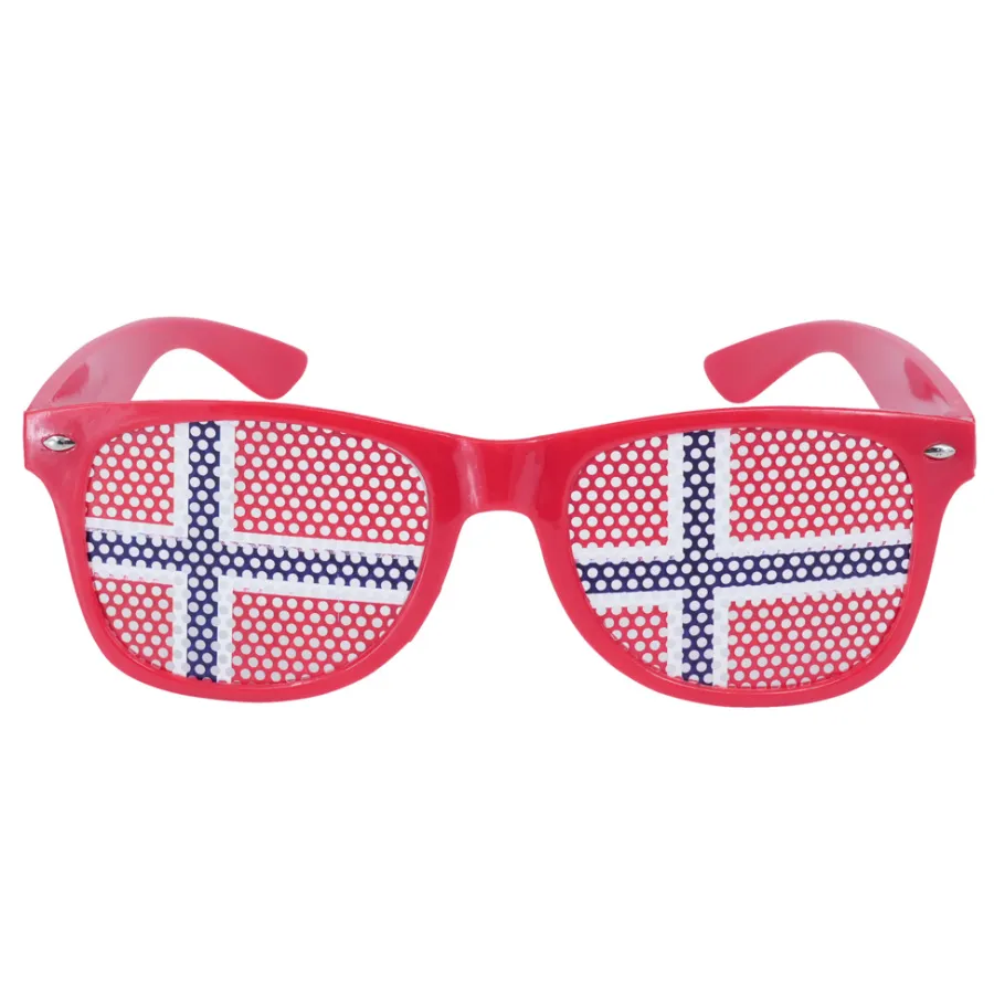 Solbriller med norsk flagg i rødt, hvitt og blått | Supporterutstyr
