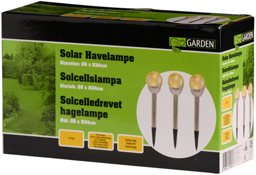 Garden Solcellelamper Ø8 x H34 cm 3-pk. - ® | Lys & Hagedekorasjoner|Solcellelamper