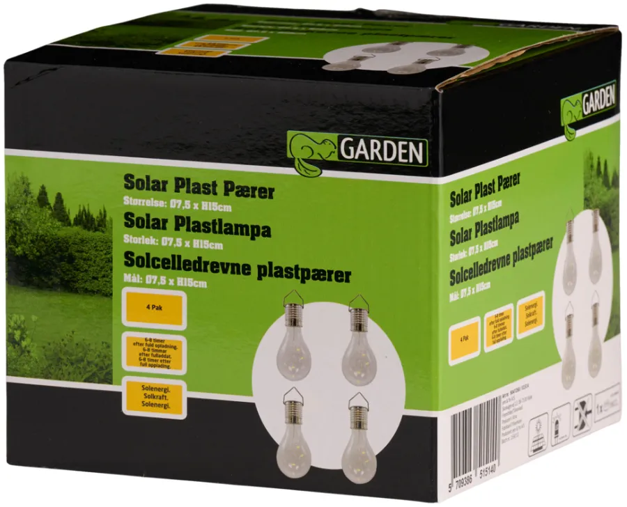 Garden Solcellepærer plast Ø7,5 cm 4-pk. - ® | Lys & Hagedekorasjoner|Solcellelamper
