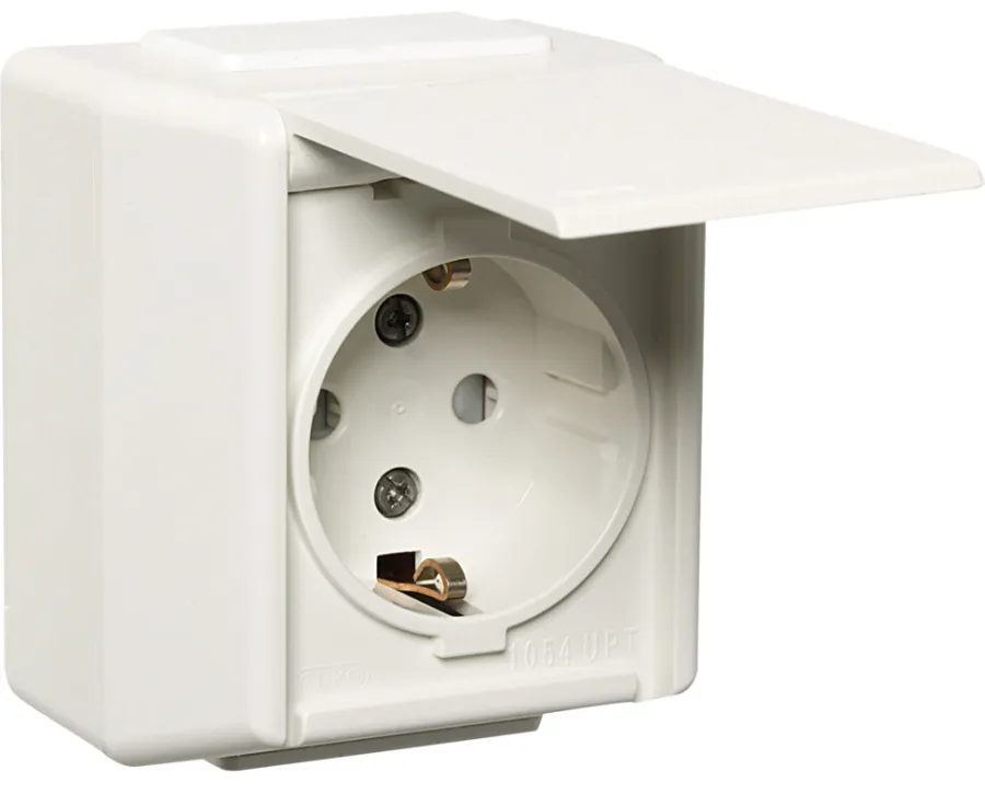 ELKO Stikkontakt enkel m/jord sprutsikker - | Stikkontakter & Brytere