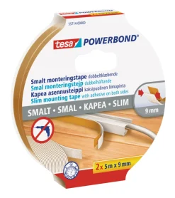 Tesa Powerbond Slim monteringstape 9 mm x 5 meter 2-pk. | Tape